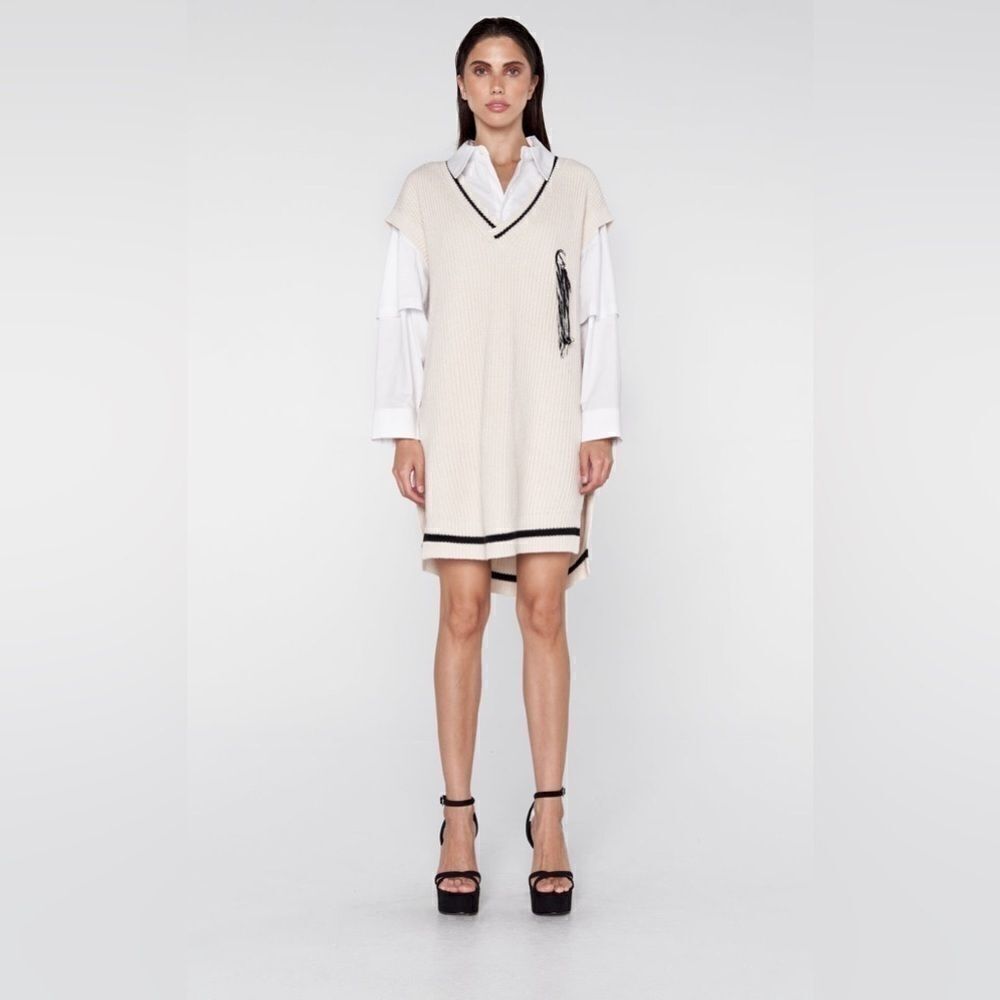 NWT Sans Gene OVERSIZED KNIT VEST Medium Embroidered Wool Cashmere Blend‌ Dress